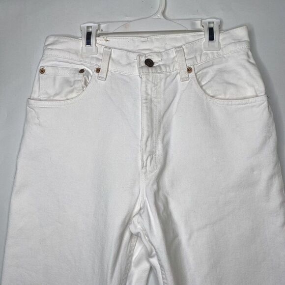 Levis 550 Vtg 90s Womens Jeans Sz 9 Long Made in USA White Denim Jeans Mom - Picture 3 of 12